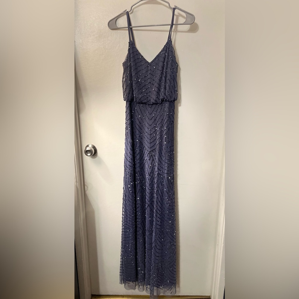 ADRIANNA PAPELL Beaded Embellished Art Deco Blouson Gown